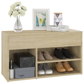 Banco Zapatero Madera Contrachapada Roble Sonoma 80x30x45 Cm Marrón