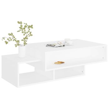 Mesa De Centro Madera Contrachapada Blanco 105x55x32 Cm