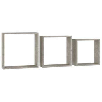 Estantes Cubo De Pared 3 Unidades Gris Hormigón