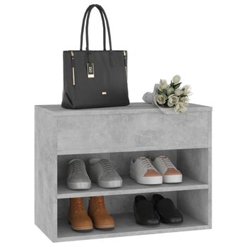 Banco Zapatero Madera Contrachapada Gris Hormigón 60x30x45 Cm