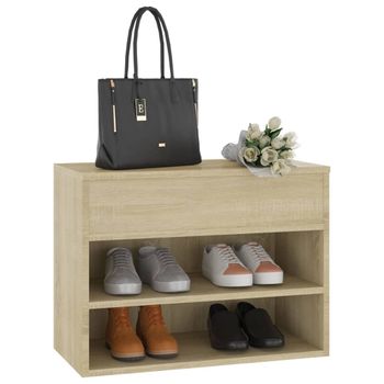 Banco Zapatero Madera Contrachapada Roble Sonoma 60x30x45 Cm Marrón