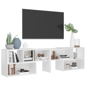 Mueble De Tv Madera Contrachapada Blanco Brillante 149x30x52 Cm