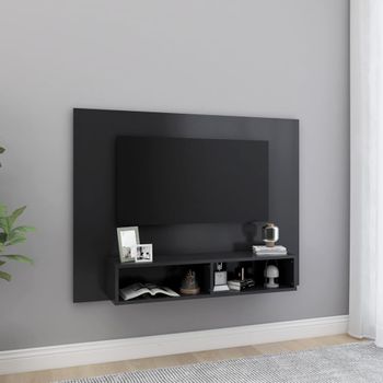 Mueble De Tv De Pared Madera Contrachapada Gris 120x23,5x90 Cm