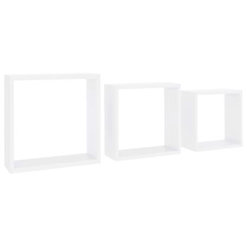 Estantes Cubo De Pared 3 Unidades Mdf Blanco