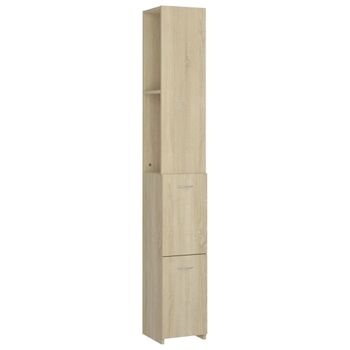 Armario De Baño Madera Contrachapada Roble Sonoma 25x26,5x170cm Marrón