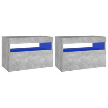 Mesitas De Noche Led 2 Uds Contrachapada Hormigón 60x35x40 Cm Gris