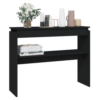 Mesa Consola Madera Contrachapada Negro 102x30x80 Cm