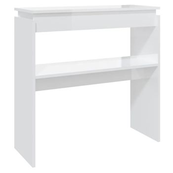 Mesa Consola Madera Contrachapada Blanco Brillante 80x30x80 Cm