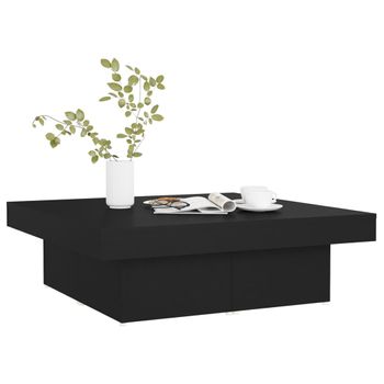 Mesa De Centro Madera Contrachapada Negro 90x90x28 Cm