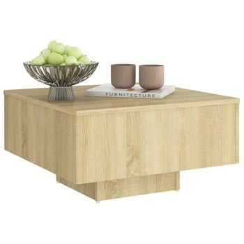 Mesa De Centro Madera Contrachapada Roble Sonoma 60x60x31,5 Cm Marrón