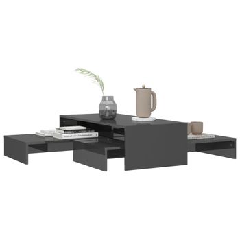 Set De Mesas De Centro Apilables Gris Brillo 100x100x26,5 Cm