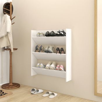 Zapatero De Pared Madera Contrachapada Blanco 80x18x90 Cm