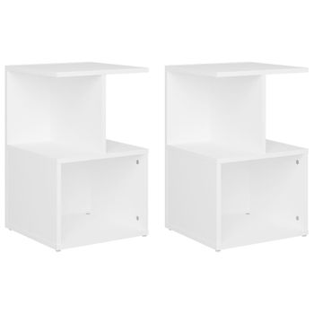 Mesitas De Noche 2 Uds Madera Contrachapada Blanco 35x35x55 Cm