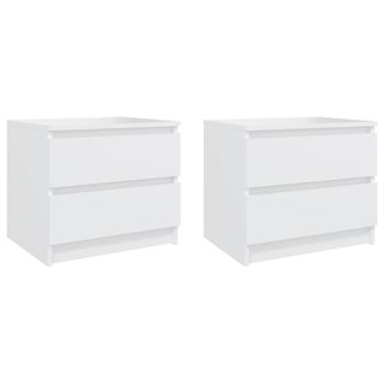 Mesitas De Noche 2 Uds Madera Contrachapada Blanco 50x39x43,5cm