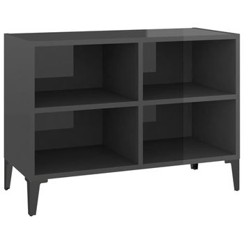 Mueble De Tv Con Patas De Metal Gris Brillante 69,5x30x50 Cm