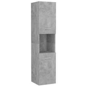 Armario De Baño Madera Contrachapada Gris Hormigón 30x30x130 Cm