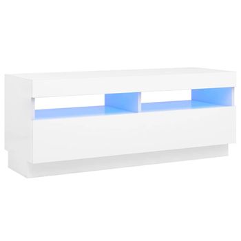 Mueble Para Tv Con Luces Led Blanco 100x35x40 Cm