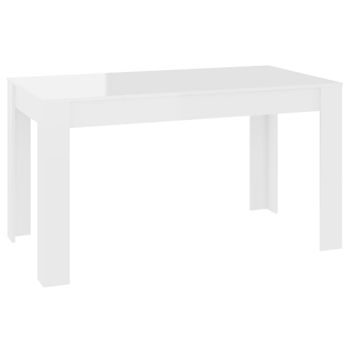 Mesa De Comedor Madera Ingeniería Blanco Brillo 140x74,5x76 Cm