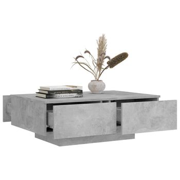 Mesa De Centro Madera De Ingeniería Gris Hormigón 90x60x31 Cm