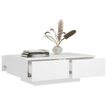 Mesa De Centro Madera Contrachapada Blanco 90x60x31 Cm