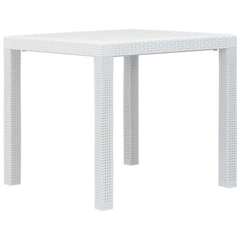 Mesa De Jardín De Plástico Aspecto Ratán Blanco 79x79x72 Cm