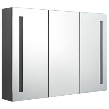 Mueble De Baño Con Espejo Led 89x14x62 Cm Gris