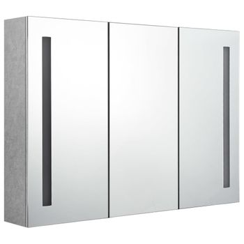 Armario De Baño Con Espejo Led Gris Hormigón 89x14x62 Cm