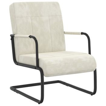 Silla Voladiza De Terciopelo Blanco Crema