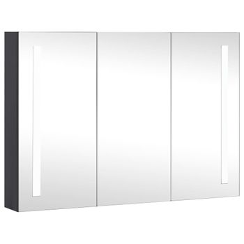 Mueble De Baño Con Espejo Led 89x14x62 Cm Antracita