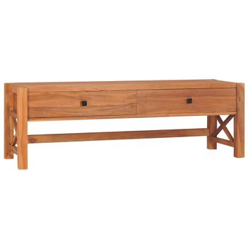 Mueble De Tv De Madera De Teca 140x40x45 Cm Marrón