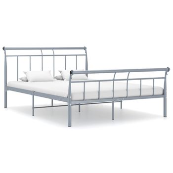 Estructura De Cama De Metal Gris 140x200 Cm