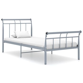 Estructura De Cama De Metal Gris 100x200 Cm