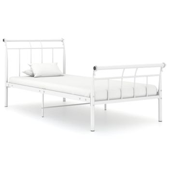 Estructura De Cama De Metal Blanco 100x200 Cm