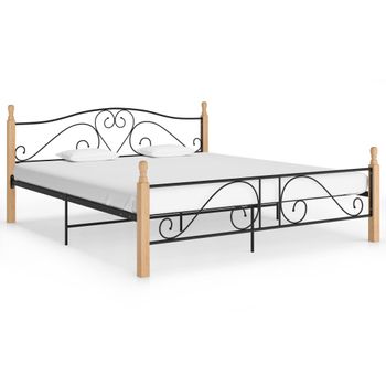 Estructura De Cama De Metal 200x200 Cm Negro