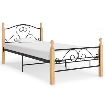 Estructura De Cama De Metal Negro 100x200 Cm