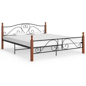 Estructura De Cama De Metal Negro 200x200 Cm