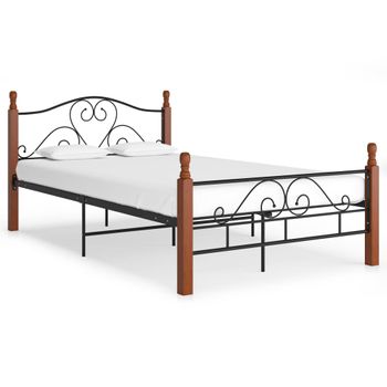 Estructura De Cama De Metal Negro 120x200 Cm