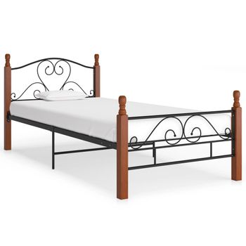 Estructura De Cama De Metal Negro 90x200 Cm