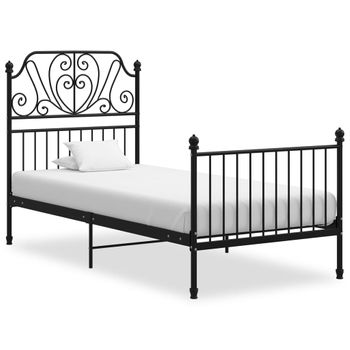 Estructura De Cama De Metal Negro 100x200 Cm