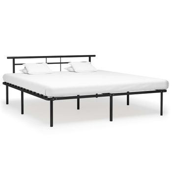 Estructura De Cama De Metal Negro 200x200 Cm