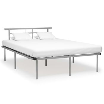 Estructura De Cama De Metal Gris 140x200 Cm