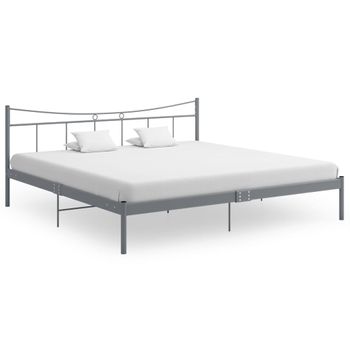 Estructura De Cama De Metal Gris 200x200 Cm