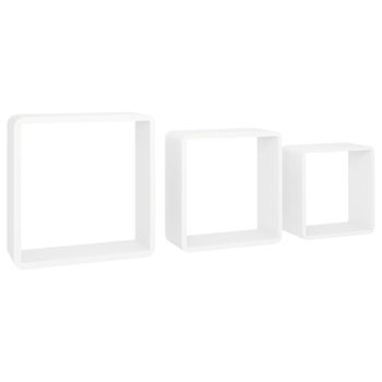 Estantes Cubo De Pared 3 Unidades Mdf Blanco