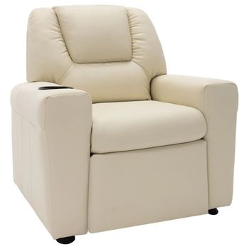 Sillón Reclinable Para Niños Cuero Sintético Blanco Crema