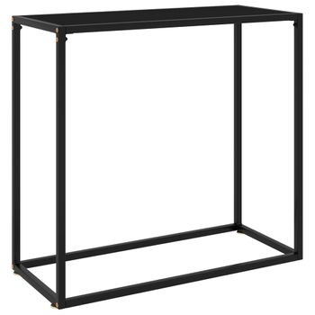 Mesa Consola Vidrio Templado Negro 80x35x75 Cm