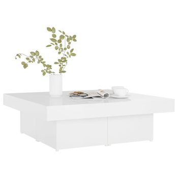 Mesa De Centro Madera Contrachapada Blanco Brillante 90x90x28cm