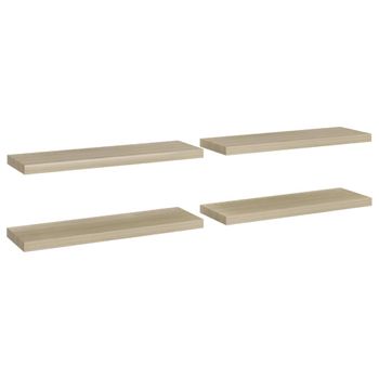 Estantes Flotantes Pared 4 Uds Color Roble Mdf 80x23,5x3,8cm Marrón