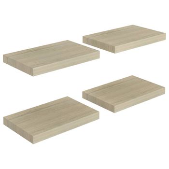 Estantes Flotantes De Pared 4 Uds Mdf Roble 40x23x3,8 Cm Marrón