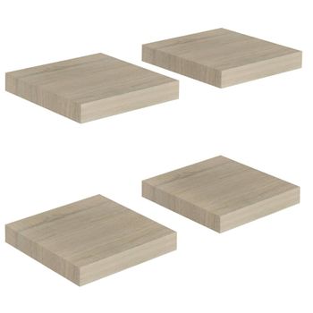 Estantes Flotantes De Pared 4 Uds Mdf Roble 23x23,5x3,8 Cm Marrón