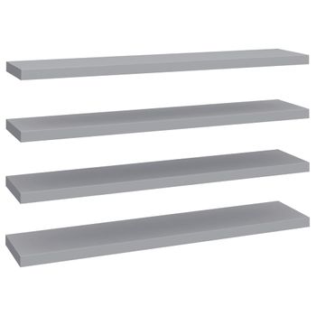 Estantes Flotantes Pared 4 Mdf Gris 120x23,5x3,8 Cm